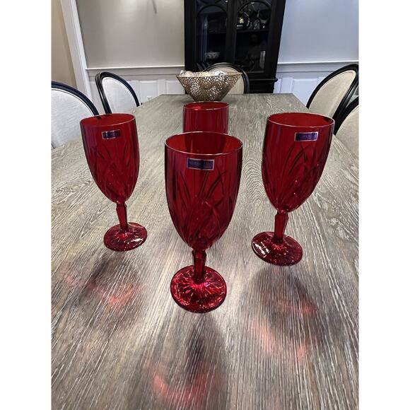 MARQUIS WATERFORD BROOKSIDE RED ICED BEVERAGE SET OF FOUR NWT - Picture 4 of 11